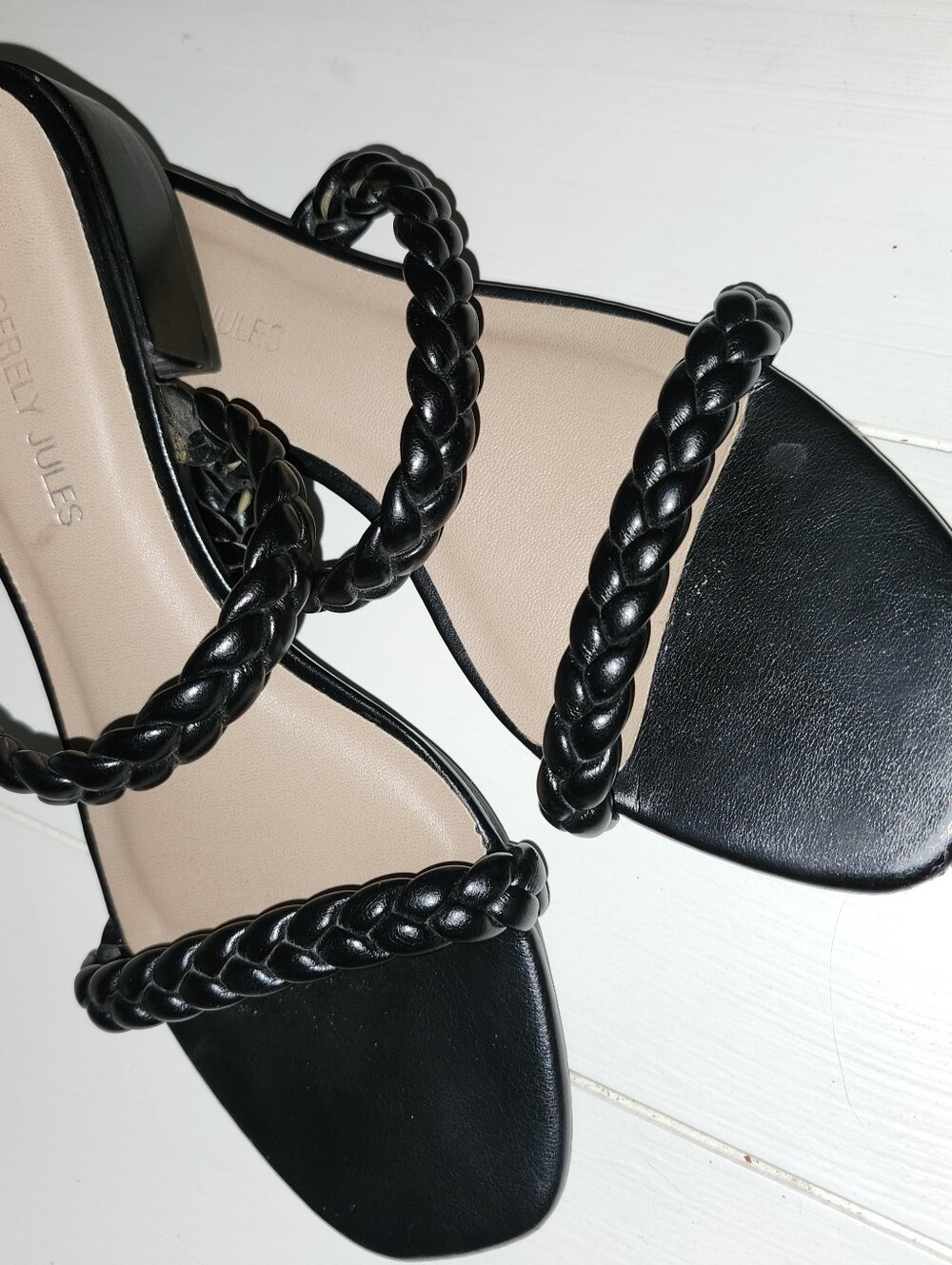 Sincerely Jules Black Braided Strap  Sandals